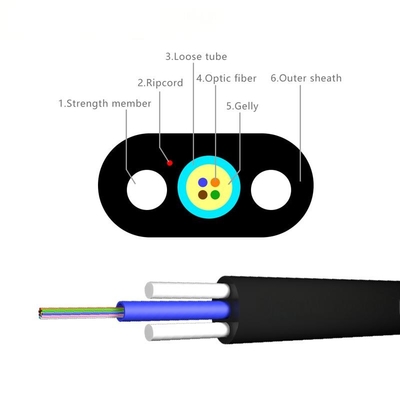 Outdoor Fiber Optic Cable GYFXTBY 8 Cores Flat Drop Cable Non-Metallic Aerial