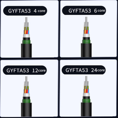 সরাসরি কবর ফাইবার ক্যাবল SM G652D আউটডোর ফাইবার অপটিক ক্যাবল GYFTA53