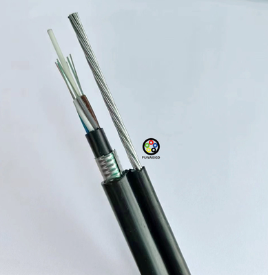 Gambar Udara 8 Kabel Serat Optik GYFTC8Y 24 Inti Kabel Serat Optik Dielektrik Hitam Warna