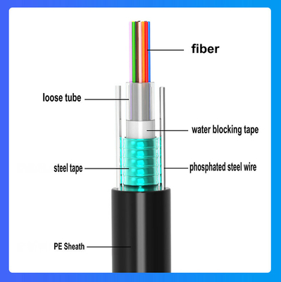 Outdoor Fiber Optic Cable 2/4/6/8/12 Core Central Loose Tube Light Armored Fiber Optic Cable GYXTW